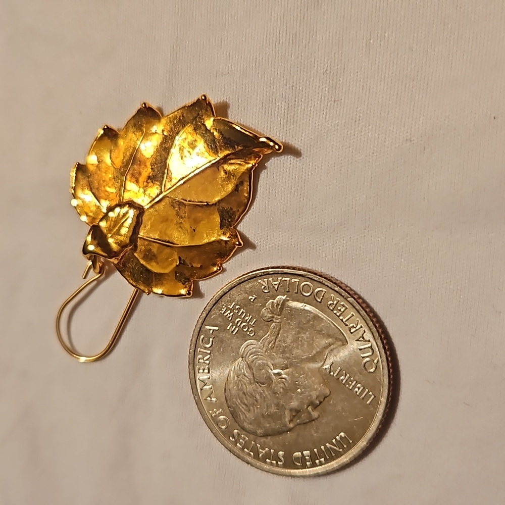 Single Gold Dipped Leaf Earring - Picture 3 of 6